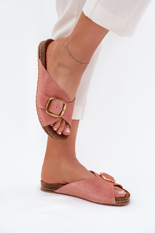 Leather Sandals With Golden Buckle Maciejka 07000-15 Pink
