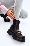 Women's Warm Boots With Front Decoration Black Tilda