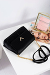 Classic Black Women's Handbag Letter Bag Gold Chain