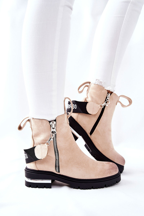 Ocieplane Botki Z Suwakiem Beżowe Cortona