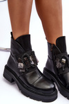 Women's Flat Heel and Platform Ankle Boots Black Linestta 