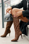 Stiletto Boots With Leopard Print Brown Reanwenna