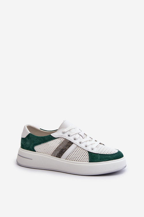 Women's Leather Sneakers D&A LR110 Green-White