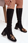 Women's Block Heel Boots with Decorative Bow D&A JC52-828 Black