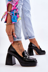 Leather Pumps On Massive Heels Black Maximo