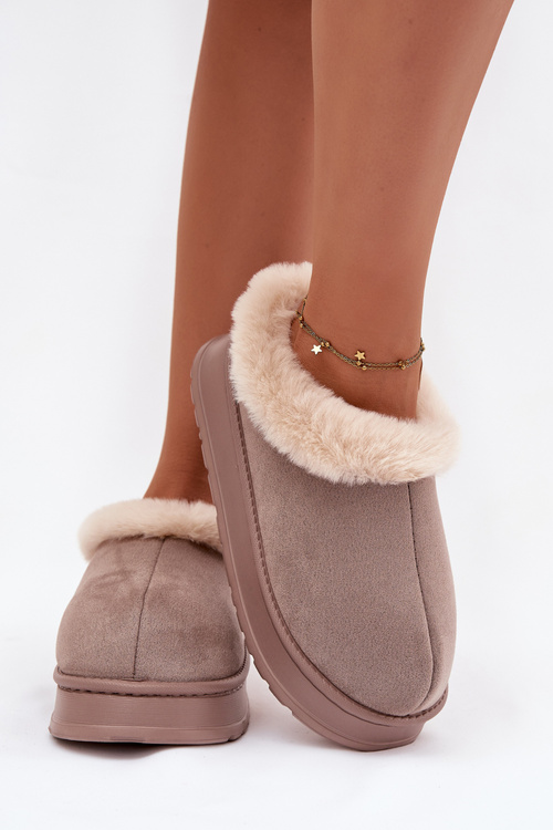 Women's slippers with fur Khaki Eveline