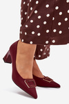 Heels With Decorative Buckle Burgundy Seriva