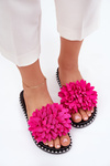 Ladies slippers adorned with flowers fuchsia Cellanen