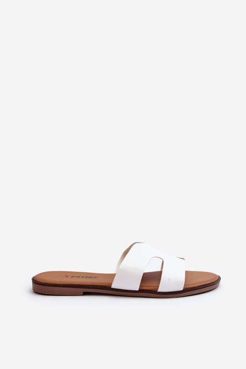 Women's White Cutout Slippers Lumossa