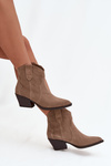 Slip-on Women's Cowboy Boots Made of Natural Suede Beige Beretta