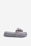 Women's Grey Sandals with Decoration on Low Platform Cedrella
