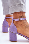 Suede High Heel Sandals With Decorative Braids Violet Azela