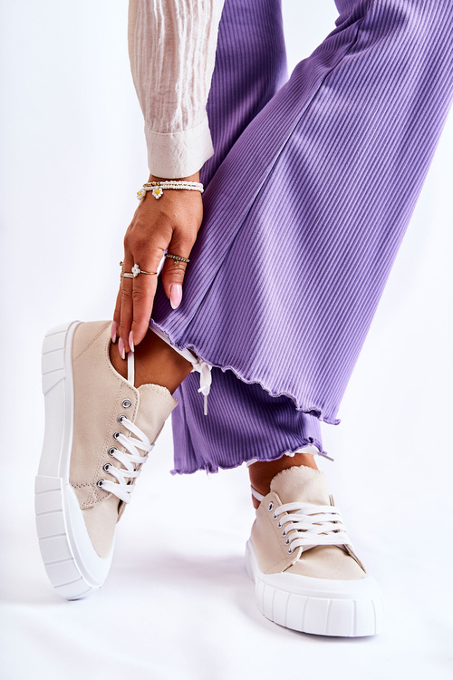 Women's Sneakers On The Platform Beige Comes