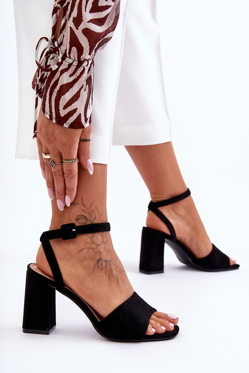 Suede Sandals On Heel Black Harriet