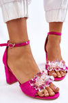 Elegant High Heel Sandals With Crystals Fuchsia Cameron