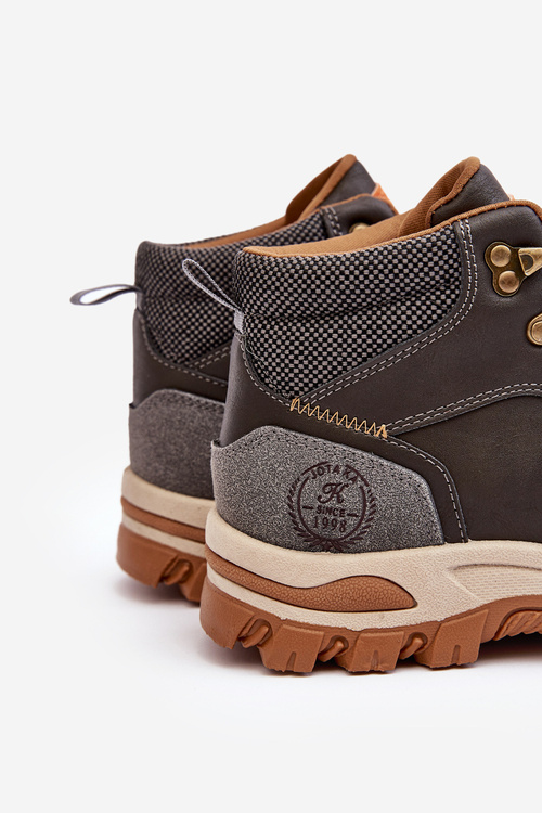 Buty Trekkingowe Trapery Sznurowane Męskie Szare NU7713-4