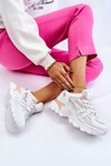 Fashionable Women's Platform Sneakers White-Pink Biko
