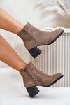 Women's Heeled Ankle Boots with Zipper Dark Beige Tinamar