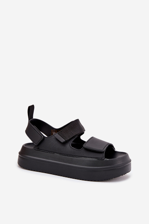 Ladies platform sandals with velcro black Nitepira