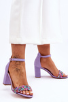 Fashionable Sandals With Stones High Heels Purple Love Me