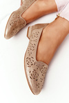 Openwork Women's Loafers Sergio Leone BL627 Shiny Beige