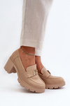 Women's Shoes on Chunky Heel with Decoration Beige Ranunca
