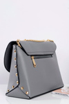 Stylish Grey Handbag Women's Letter Purse Gold Chain