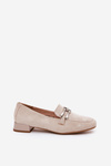 Moccasins With Decoration On Delicate Heel Eco Suede Light Beige Pillitha