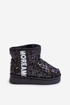 Children's Snow Boots Botki Ocieplane with Sequins Black Rebbica