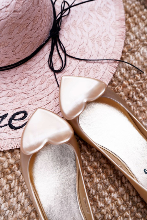 Gold Women's Meliski Ballerinas Hearts Diamond