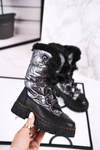 Children's Snow Boot Warm Black Grey Turismo
