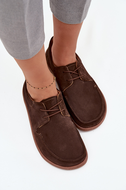 Women's Barefoot Type Shoes Made of Natural Suede Zazoo 327 Chocolate
