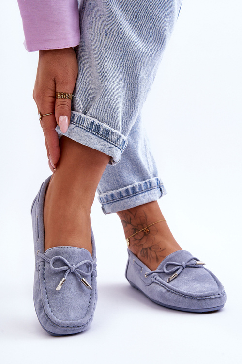 Women's Suede Moccasins Blue Si Passione