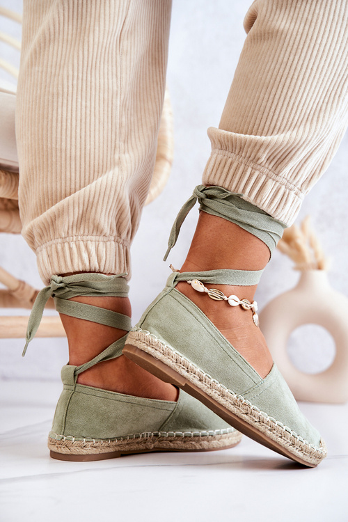 Tied Suede Espadrilles Green Ismanne