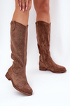 Flat Heel Boots With Perforated Pattern Brown S.Barski HY51-062