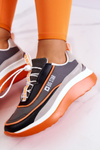Sportowe Buty Sneakersy Big Star Szaro-Pomarańczowe JJ274996
