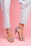 Lu Boo Snakeskin Stiletto Sandals Blue