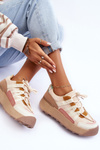 Buty Sportowe Damskie Zamsz Platforma Beżowe Rohan BL391P