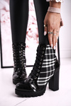 Women’s Boots On A Block Heel Checkered Black Blair