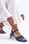 Suede Sandals With Crystals Blue Callan