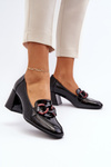 Black Patent Leather Pumps with Chain Paliotte