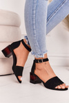 Sandals On Block Heel Laura Messi 2285 Suede Black