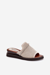 Ladies Wedge Sandals With Decorative Strap Beige Teriwes