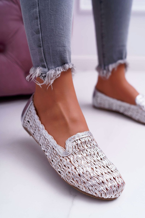 Lu Boo Women's Braided Ballerinas Silver 4Ever