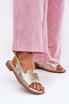 Elegant Women's Sandals On Flat Heel With Decoration S.Barski KV51-082 Golden