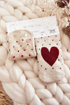 Women's Non-slip Socks In Hearts And Dots Beige