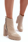 Stylish Leather Boots On Heel Laura Messi 2509 Light Beige