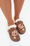 Women's slippers with decorations and buckle lined with fur brown Thalora