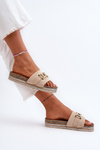 Women's Platform Slides with Decoration Beige Vapireta