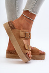 Women's Platform Sandals with Buckles Camel Lolpey
